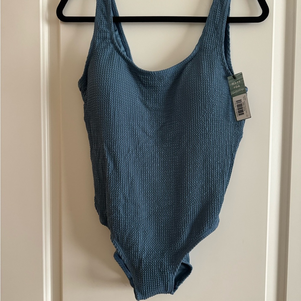 Kindred Bravely Textured One-Piece Swimsuit in Dusty Blue